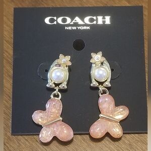 Coach Signature Butterfly Drop Earrings NWT